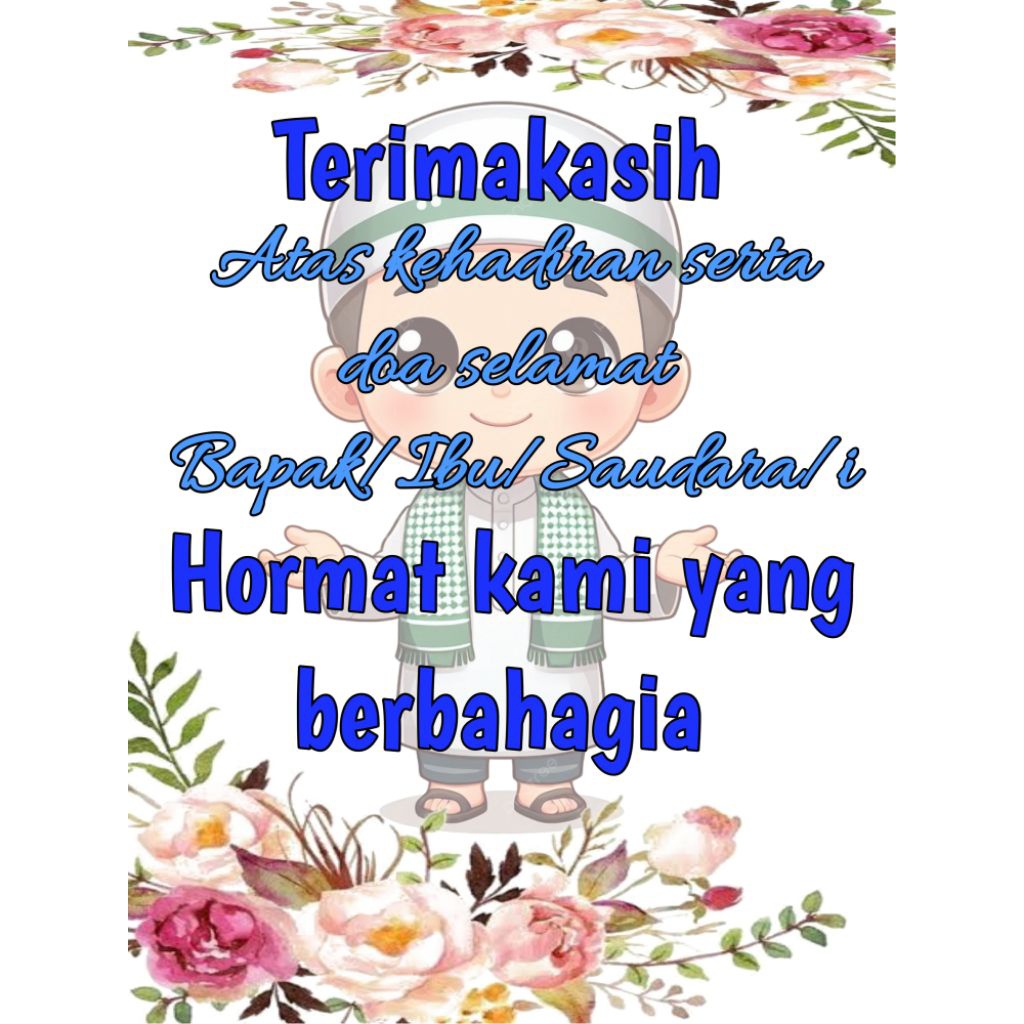 1 bungkus isi 100 lembar kartu ucapan terimakasih khitanan, kartu souvernir khitanan