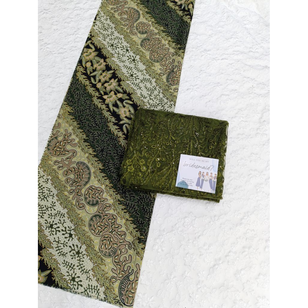 Paket bridesmaid Tille spengle dan kain batik semi sutra/paket kebaya modern batik lilit dan kebaya 