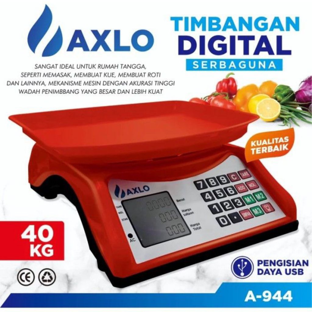 TIMBANGAN DIGITAL AXLO A-944 / TIMBANGAN SERBAGUNA / TIMBANGAN BUAH DIGITAL 40 KG /TIMBANGAN ELEKTRI
