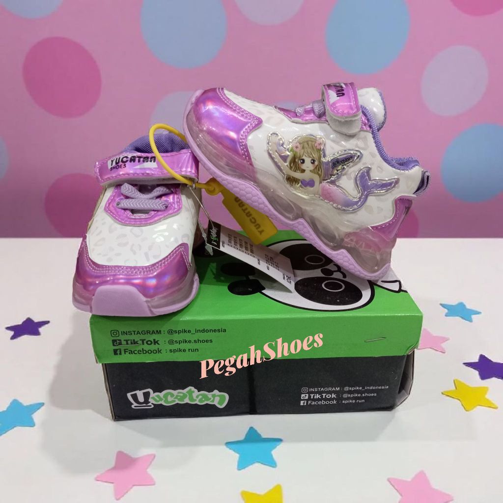 SEPATU YUCATAN LAMPU MENYALA MERMAID UNGU BIRU ANAK PEREMPUAN 21 - 30