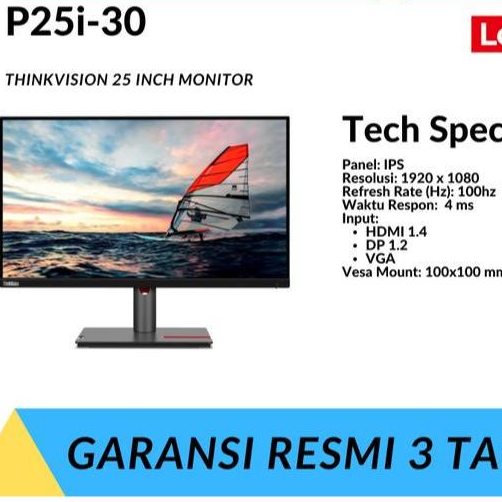 Monitor LED Lenovo P25i-30 24.5" FHD 1080p 100Hz IPS 4ms HDMI VGA - Lenovo P25i 30
