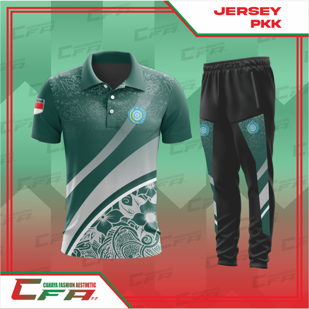 CFA SETELAN PKK WANGKI PENDEK SERAGAM OLAHRAGA PKK DRYFIT MILANO FULLPRINT UNISEX