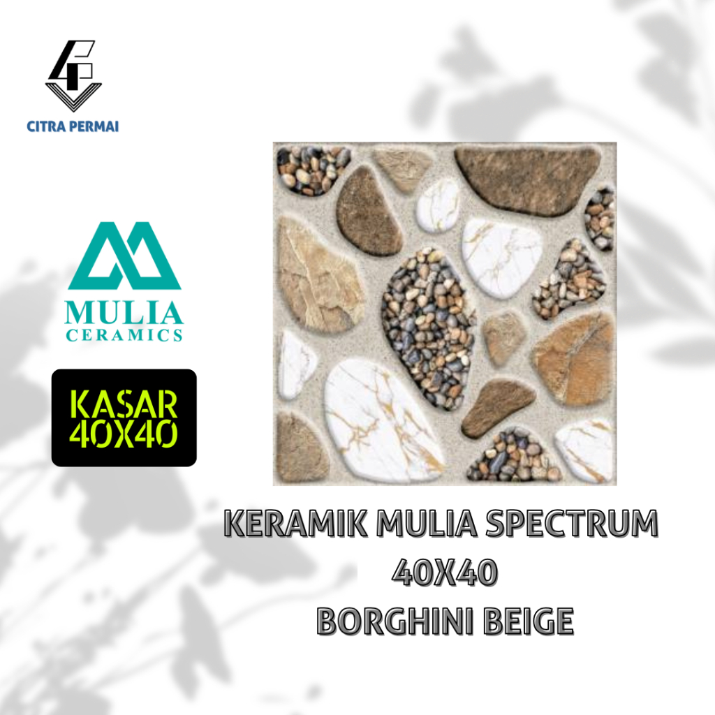KERAMIK 40x40 BORGHINI BEIGE MULIA SPECTRUM (KASAR) / KERAMIK KASAR / KERAMIK RUMAH / KERAMIK MURAH 
