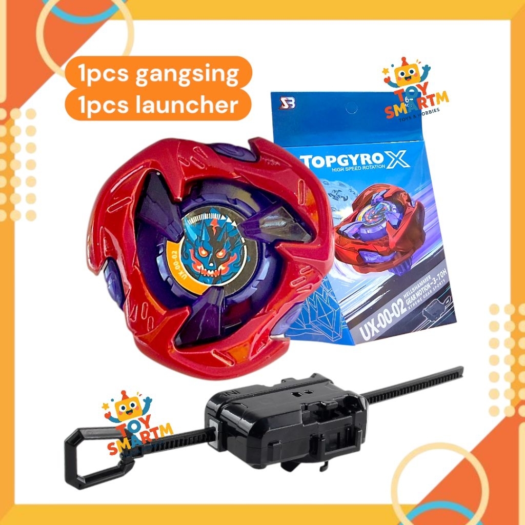 UX00-02 Mainan Gangsing Topgyro Launcher Set Bey Gasing Berputar Kencang Series X BX SB