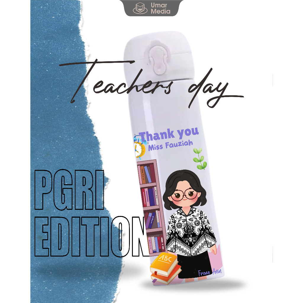 Tumbler Custom Hari Guru | Kado Spesial Guru | Tumbler Motif Batik Nama & Karakter