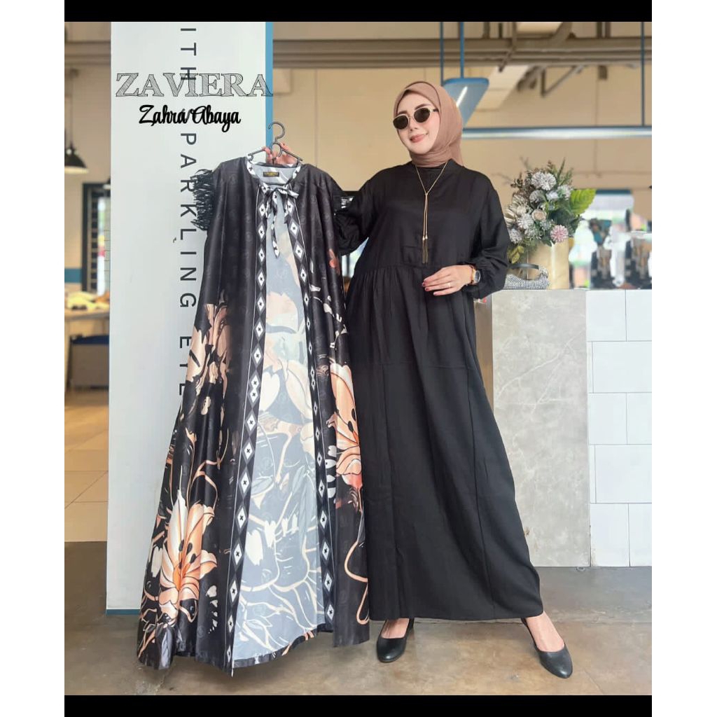 Neww set Gamis Abaya Zahra by Zaviera Style 100% Original - Set Gamis + Outer premium
