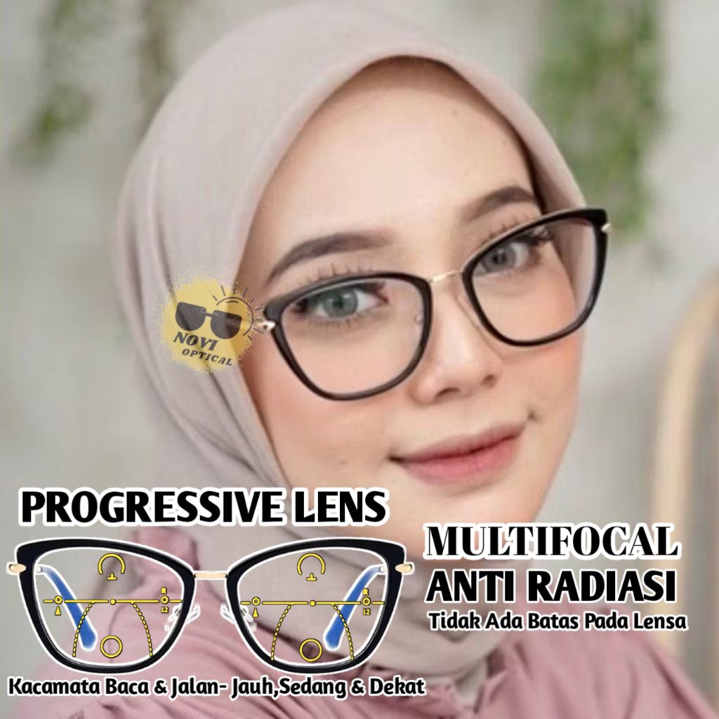 Kacamata Progresif Baca dan jalan Anti radiasi | kacamata plus baca | kacamata baca wanita anti radi