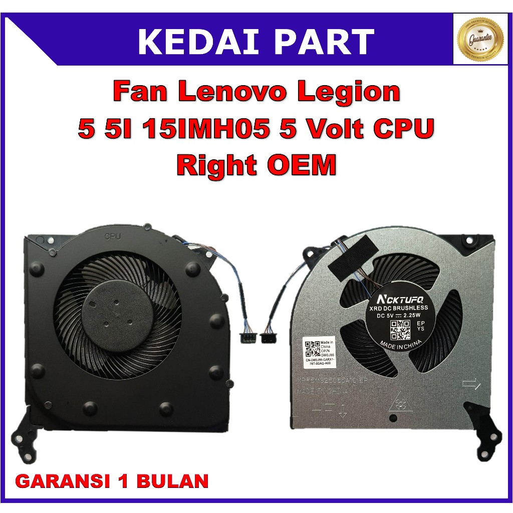 Fan Lenovo Legion 5 5I 15IMH05 5-15ARH05 R7000 Y7000 (2020) 5 Volt CPU OEM