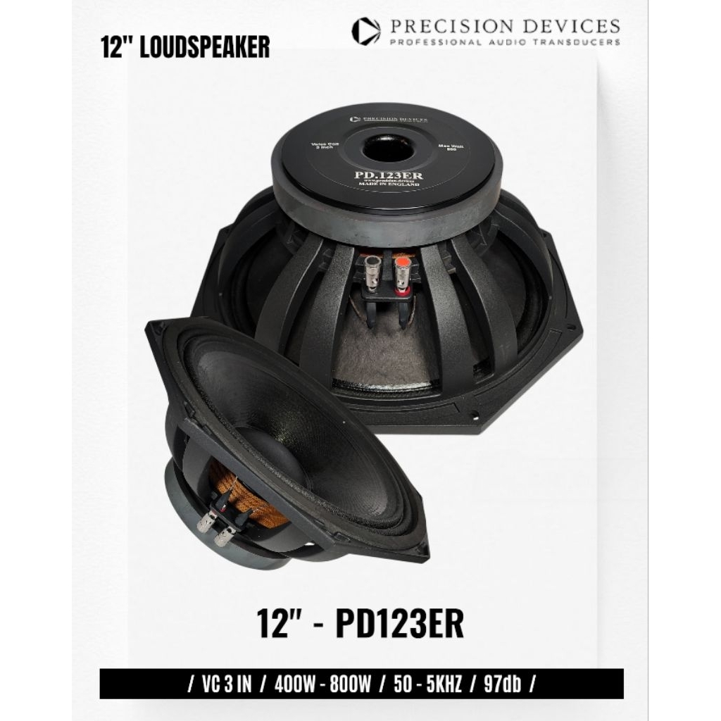 Komponen Speaker / 12 Inch / PD123ER / VC 3 IN / Precision Devices PD 123 ER PD123 ER PD 123ER / 97d