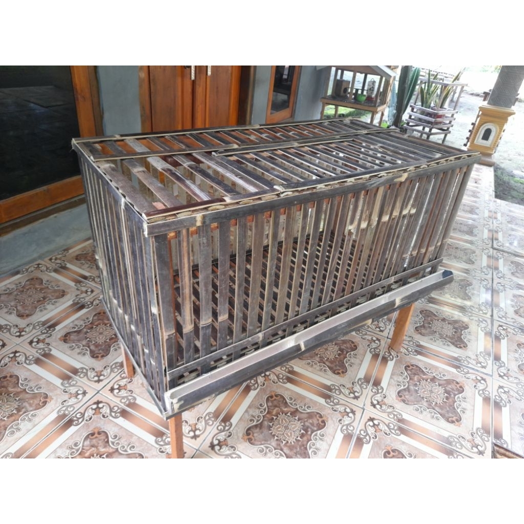 kandang ayam pembesaran bambu portable