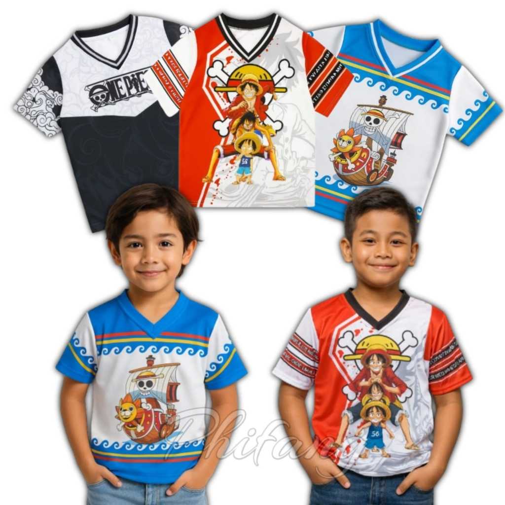 Kaos Jersey One Piece Anak Laki Laki 1-8 Tahun/Kaos Jersey Anak