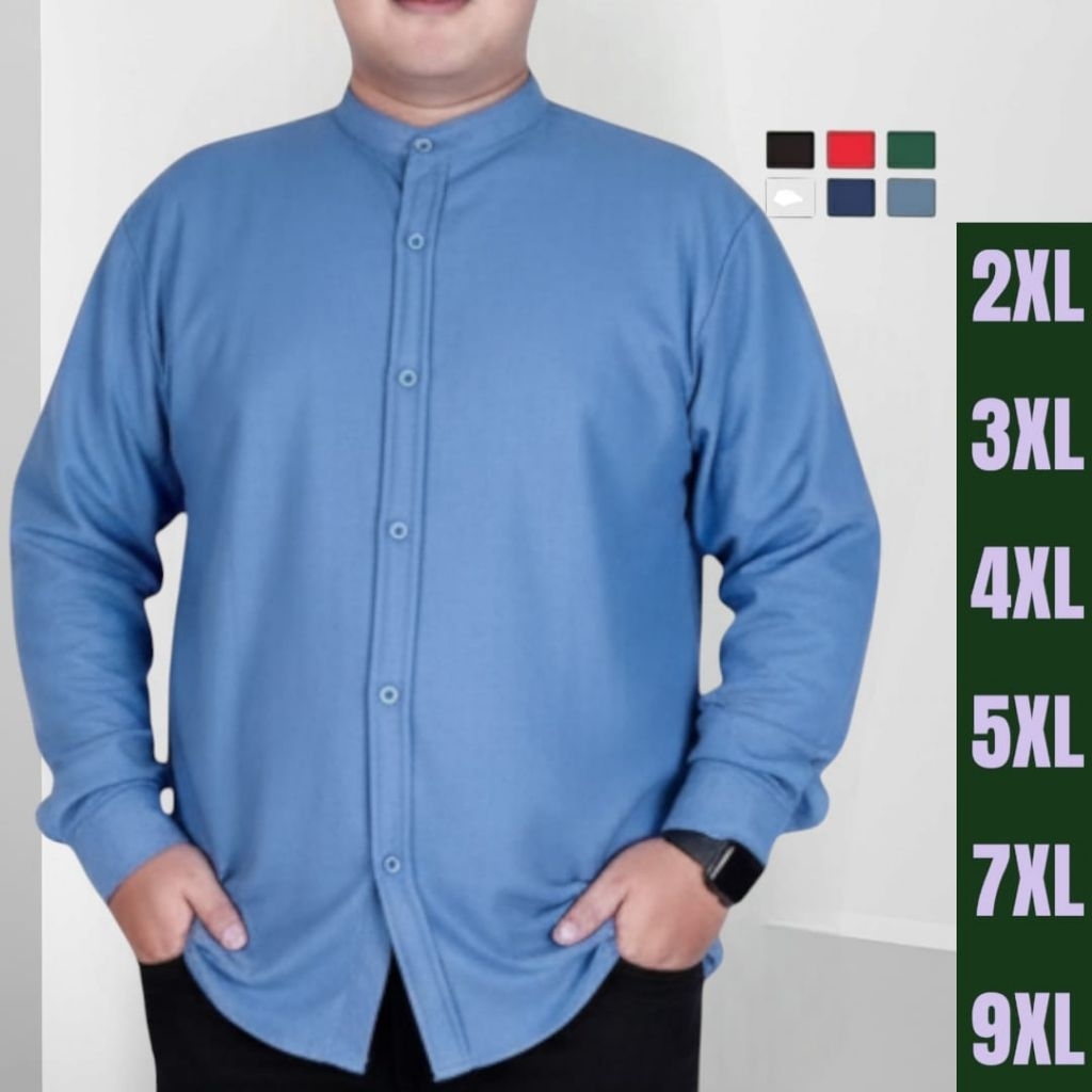 Kemeja Polos Pria Jumbo Big size Premium Kerah Shanghai Casual