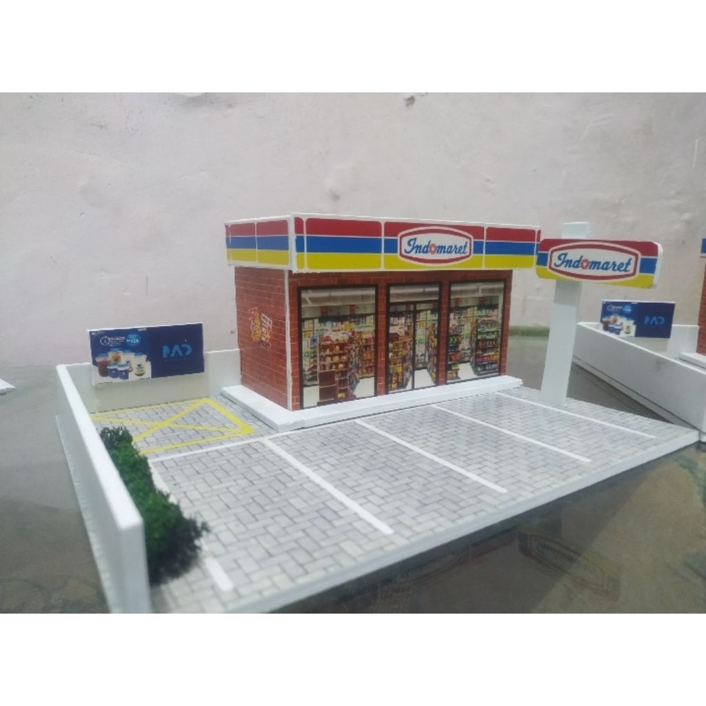 Diorama Indomaret, Lawson, Alfamart 1:64, Parkir mobil, Miniatur hotwheels, Diecast skala 1/64