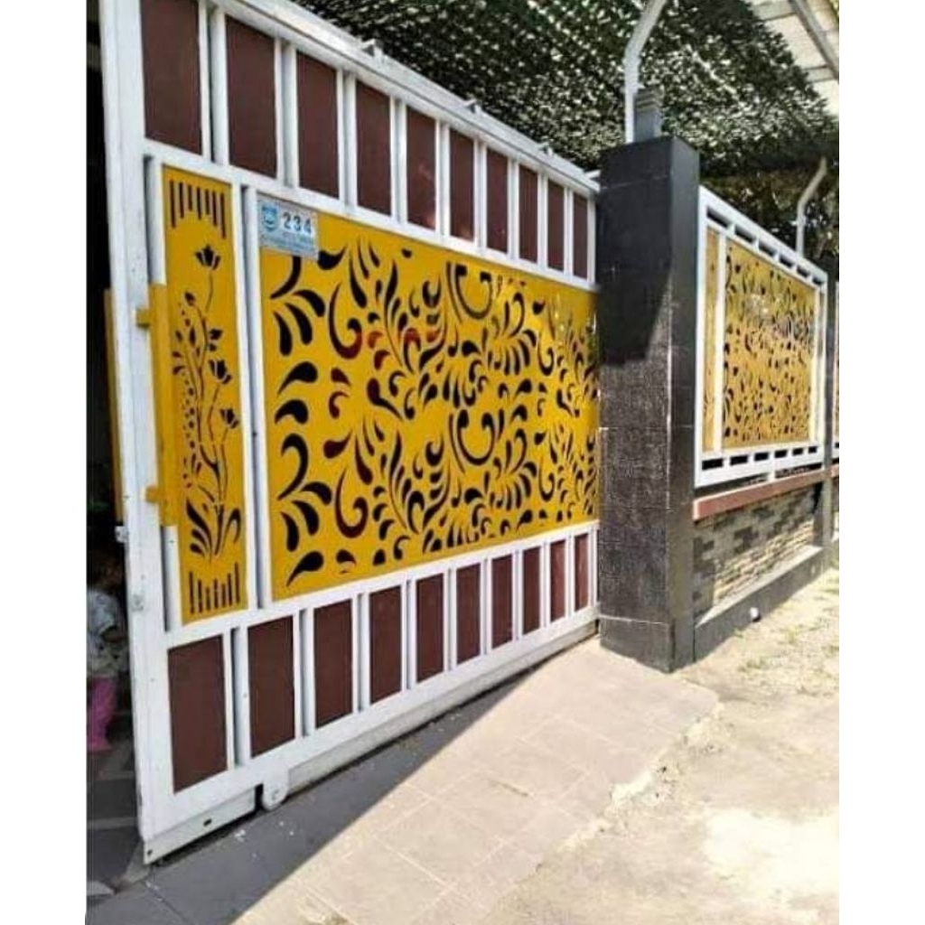 pintu gerbang minimalis mewah pelat cutting laser