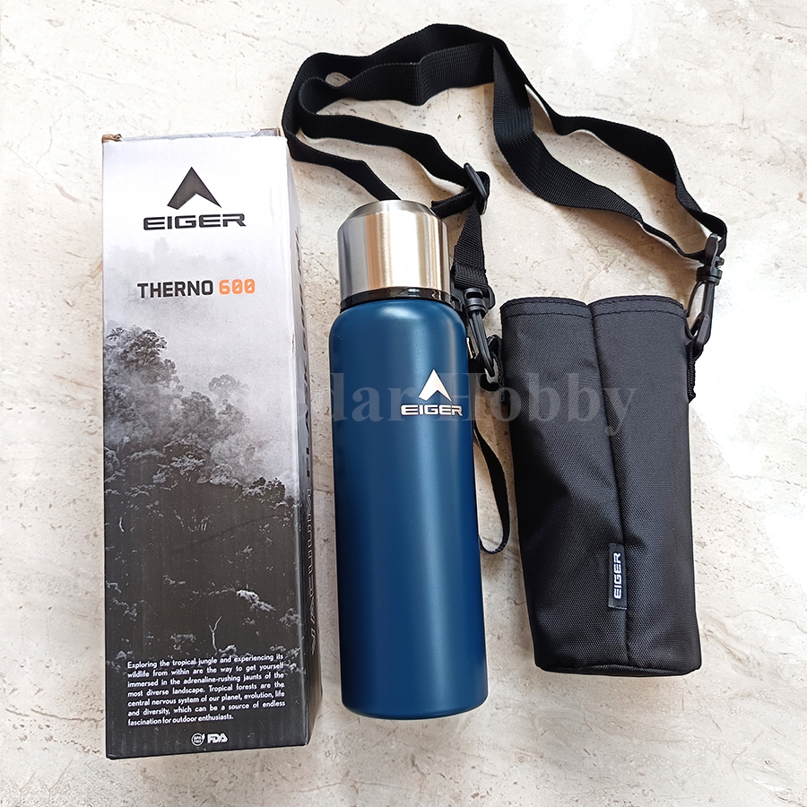BOTOL MINUM EIGER1989 THERNO 600 TAHAN PANAS THERMOS STAINLESS STEEL NAVY