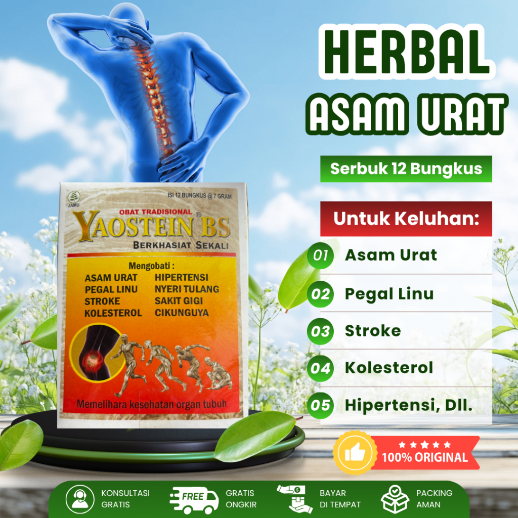 Jamu Herbal YAOSTEIN Serbuk Membantu Meredakan Asam Urat Pegal Linu