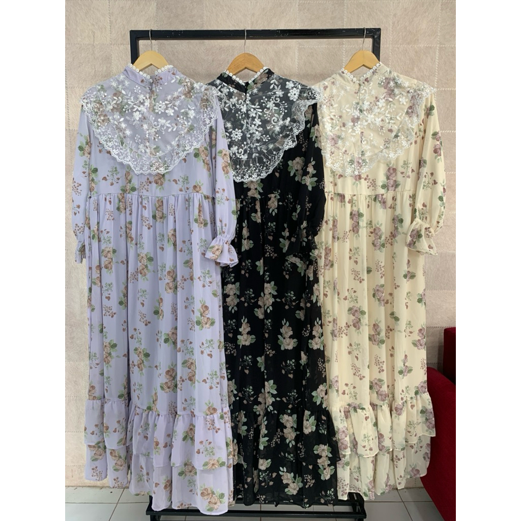 GAMIS RENDA KOREAN LOOK | DRESS RENDA KOREAN IMPORT | DRESS BUNGA MEWAH | GAMIS KEKINIAN | DRESS BUN