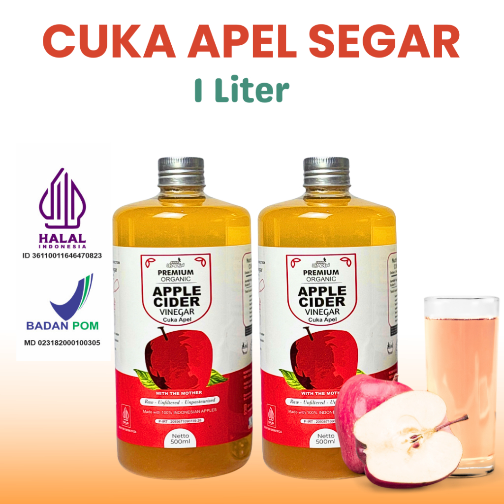 Cuka Apel 1 Liter Original With Mother Suurlemoen
