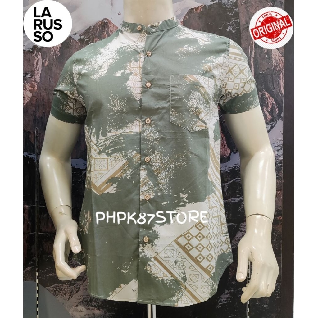 Larusso kemeja pendek pria printing original