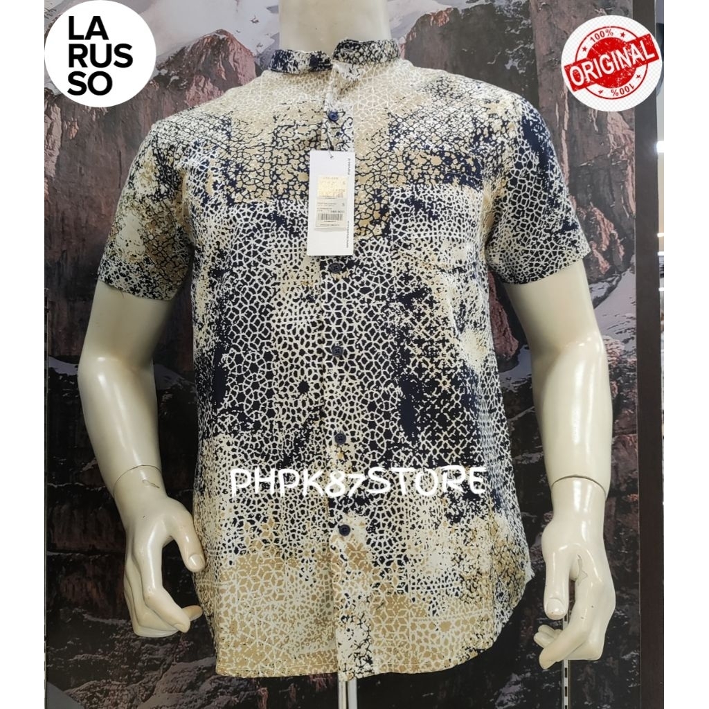 Larusso kemeja pendek pria printing original
