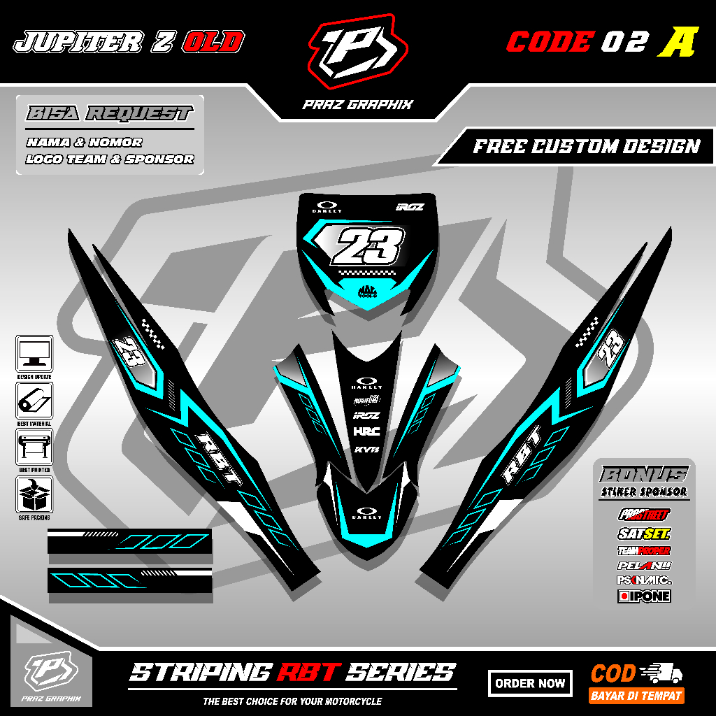 Sticker Striping Yamaha JUPITER Z OLD/BURHAN MOTOR RBT BEBEK MODIF SUPERMOTO Terbaru Desain Grafis K