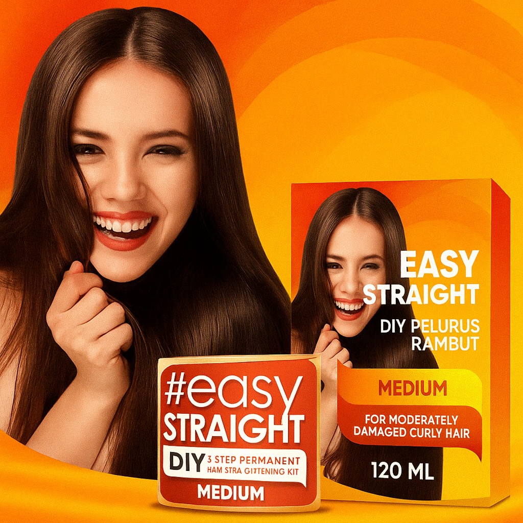 Easy Straight DIY Pelurus Rambut Medium 120ml | Obat Pelurus Rambut Permanen di Rumah | Smoothing DI
