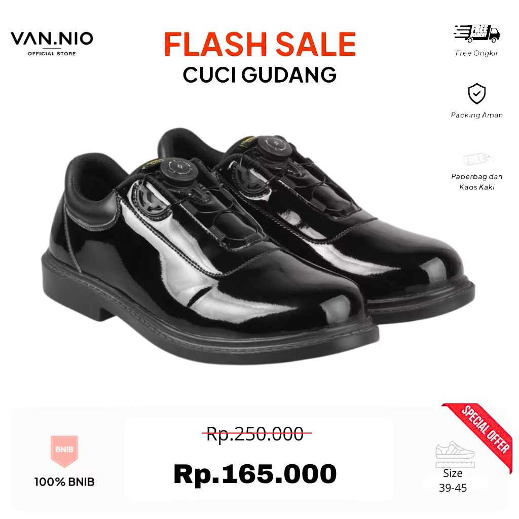 Sepatu PDH PDL TALI PUTAR VAN.NIO – Sepatu Dinas Tni Polri Sepatu Kantor Lacing system Nyaman & Styl