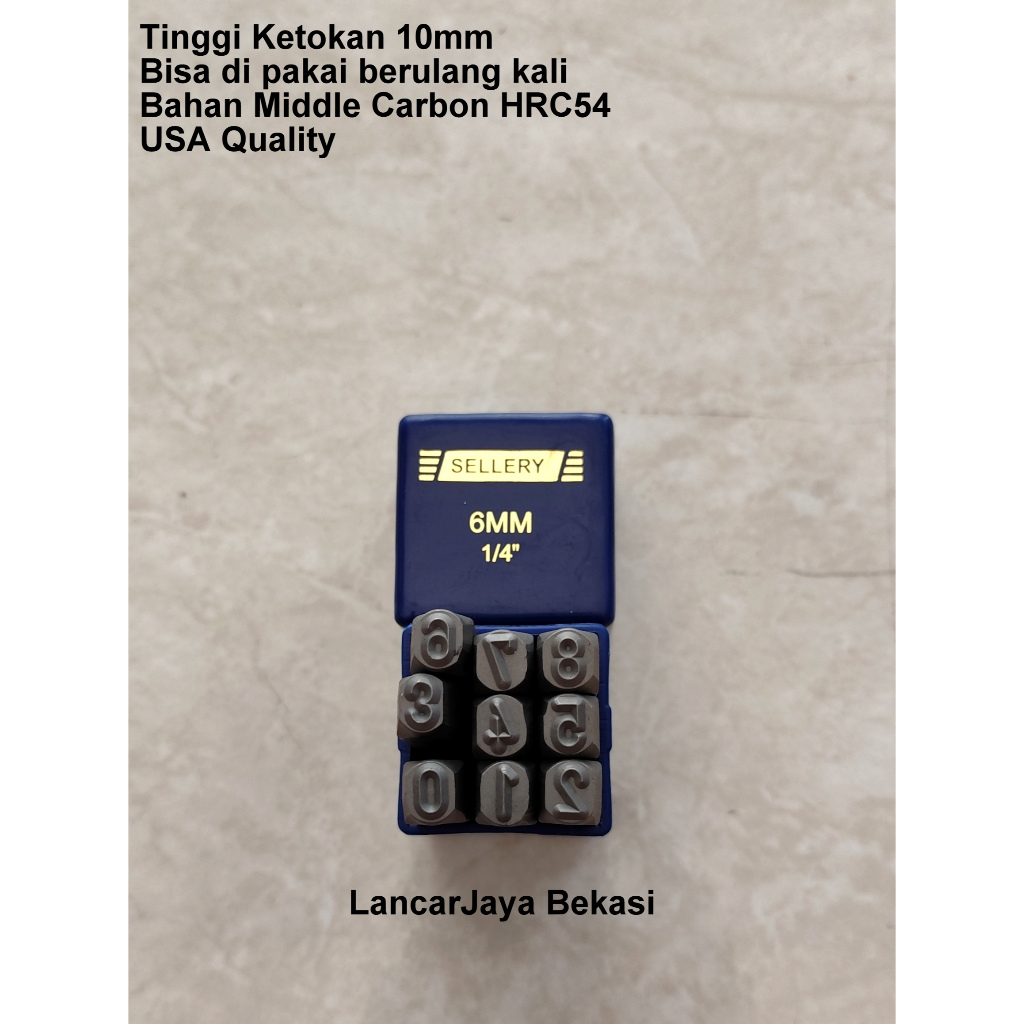 Sellery USA Alat ketok Angka Ukuran 6mm Bahan Middle Carbon HRC54