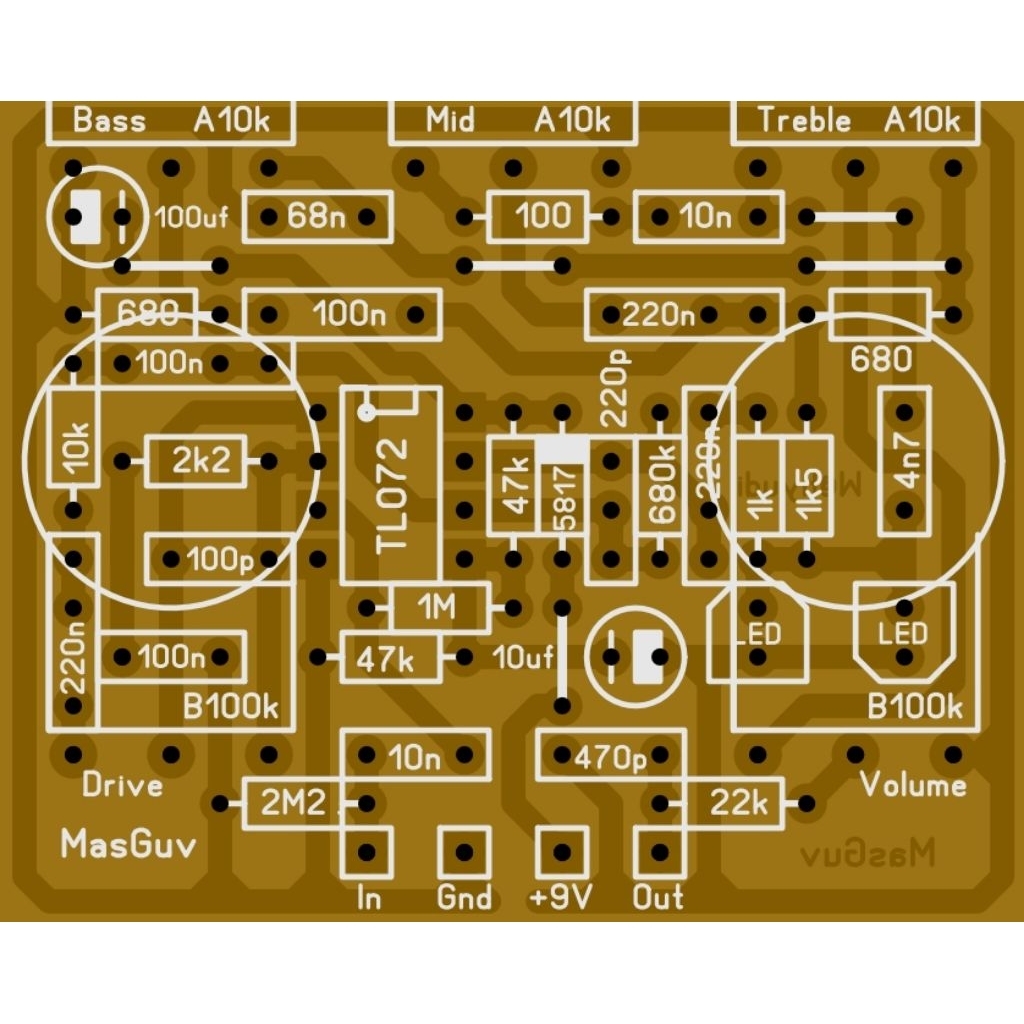 PCB EFEK GITAR MASGUV OVERDRIVE