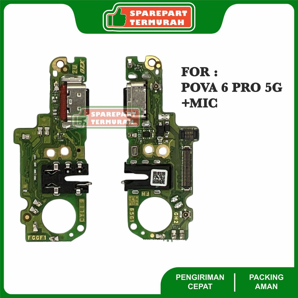 Flexible Konektor Papan Cas Charger For Tecno Pova 6 Pro 5G +Mic - Fast Charging
