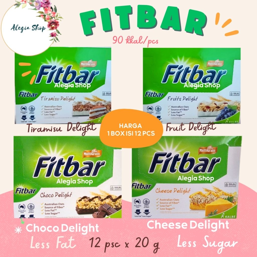 Fitbar 1 box isi 12 pcs All Variant Multgrain Bar Snack Diet Sehat