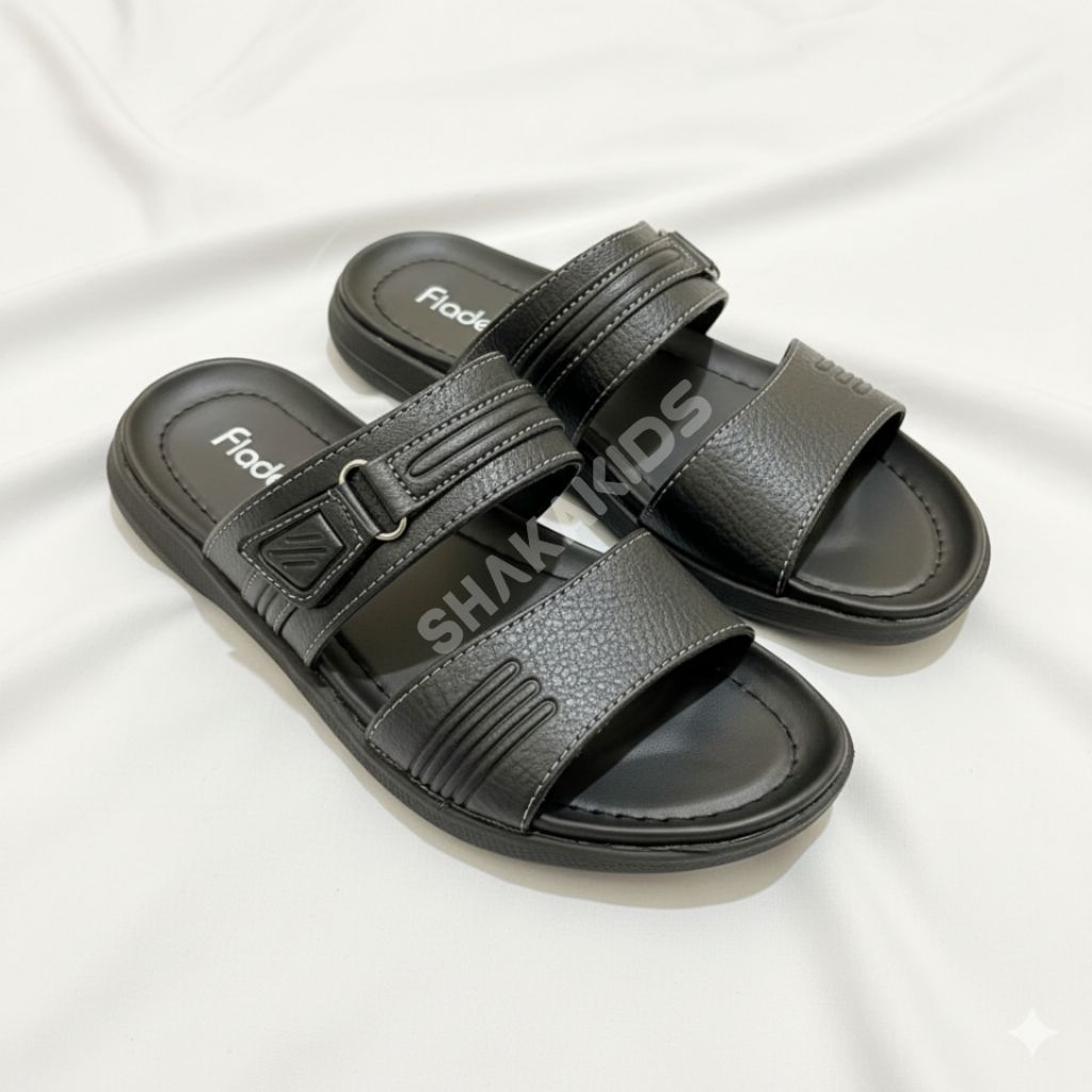Sandal Kulit Pria Premium Model Selop Elegan Kekinian / Sandal Fladeo Laki-laki Dewasa Slip On Keren