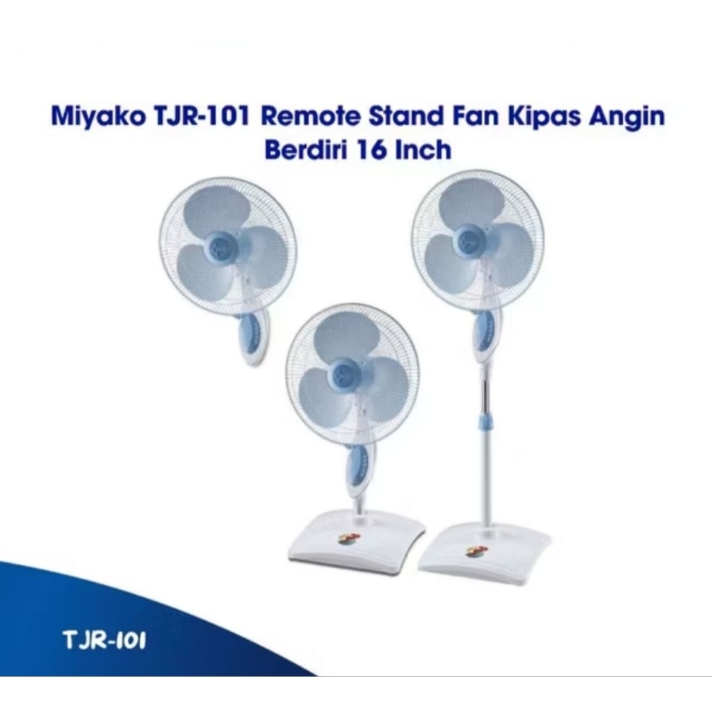 MIYAKO Kipas Angin 3in1 TJR-101 GB Pakai Remote 16"inch Kipas Berdiri, Meja Dan Dinding Remot
