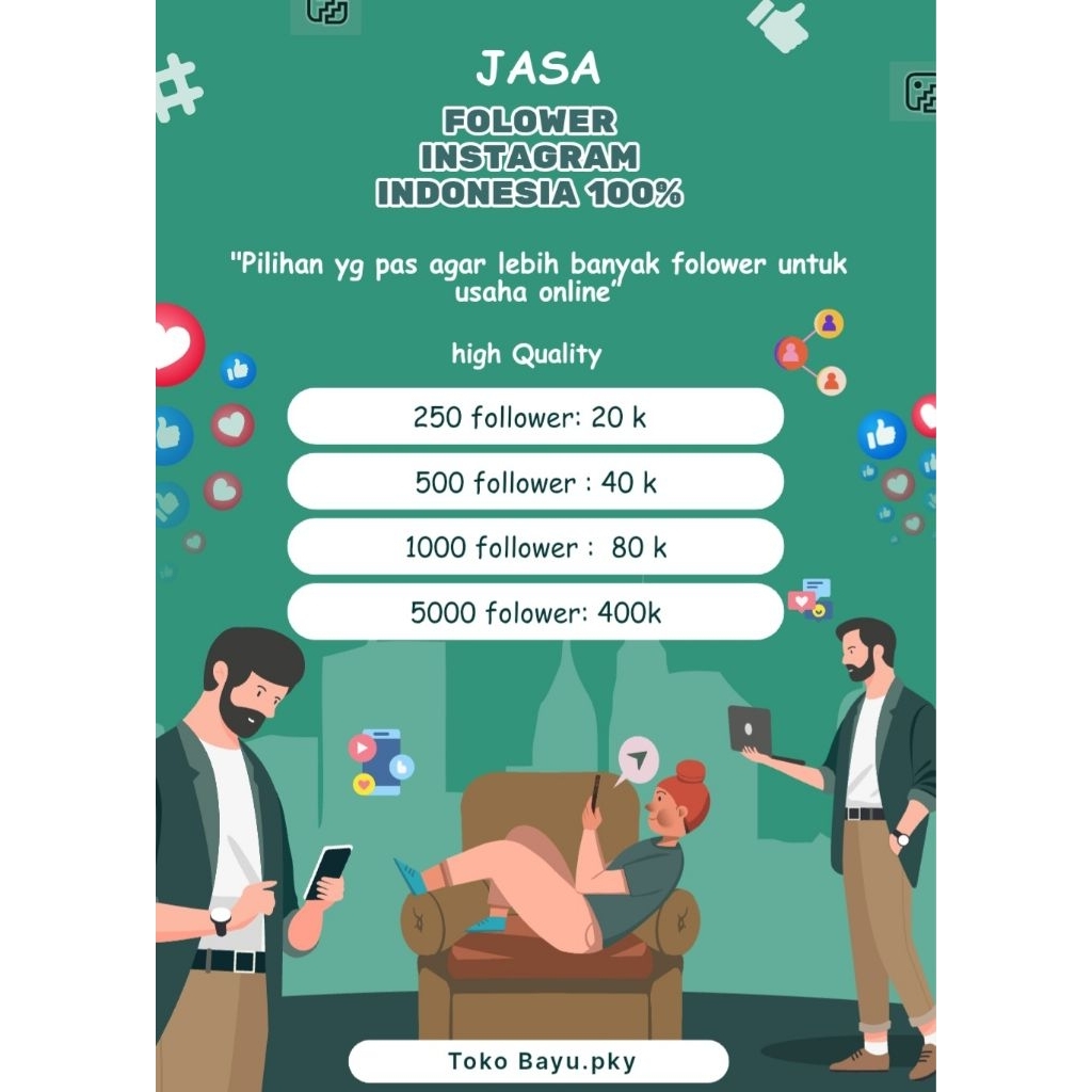 jasa follower IG 100 % akun real aktif
