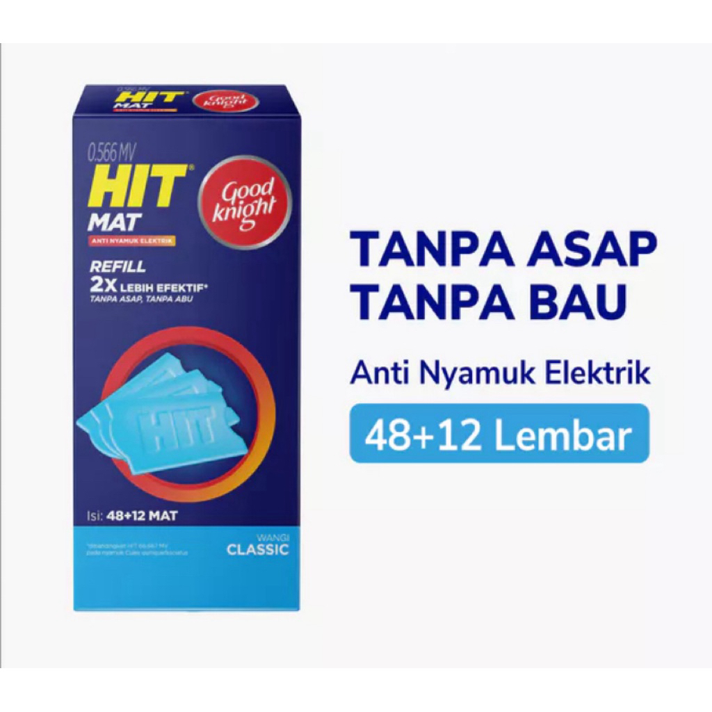 HIT Mat Anti Nyamuk Elektrik 48+12 Lembar Refill Wangi Classic – Tanpa Asap & Bau
