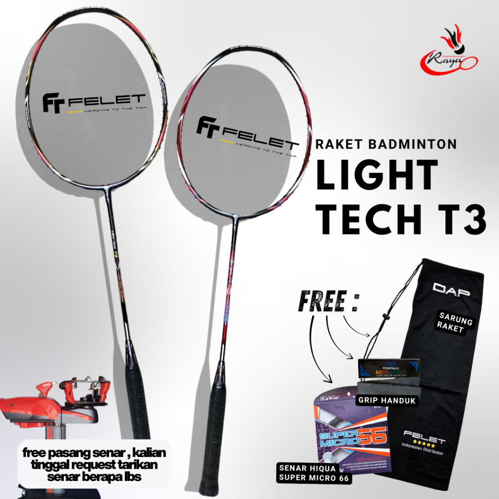 Raket Badminton Felet - Light Tech T3 Original