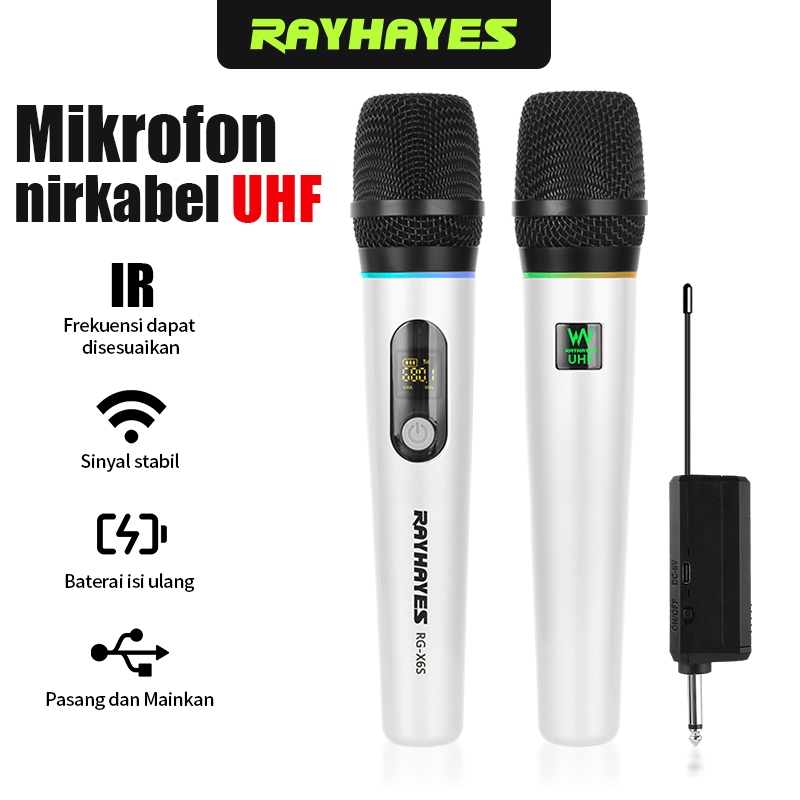 RAYHAYES Microphone Wireless  Mic Karaoke Suara Jernih Mic Wireless Original  Mic Garansi 1 tahun