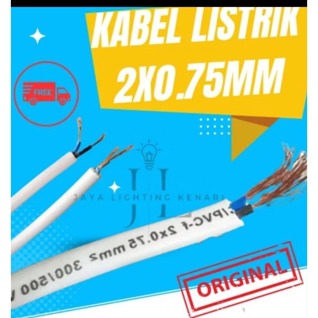 Kabel Listrik Srambut NYMHY 2x0.75mm Lotusku Meteran Per Meter Ecer - Kabel Putih Serabut isi 2 0,5m