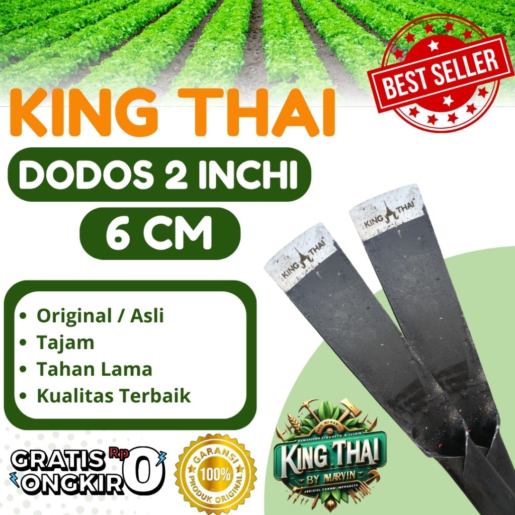 Dodos Sawit KING THAI 2 Inci (6 cm) - Alat Panen Sawit Tajam, Awet, Original Asli, Gagang Kuat & Rin