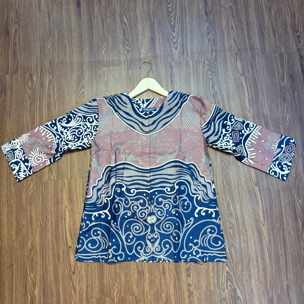 Blus batik 556 perempuan wanita bahan katun lapis furing trikot ungu lilak