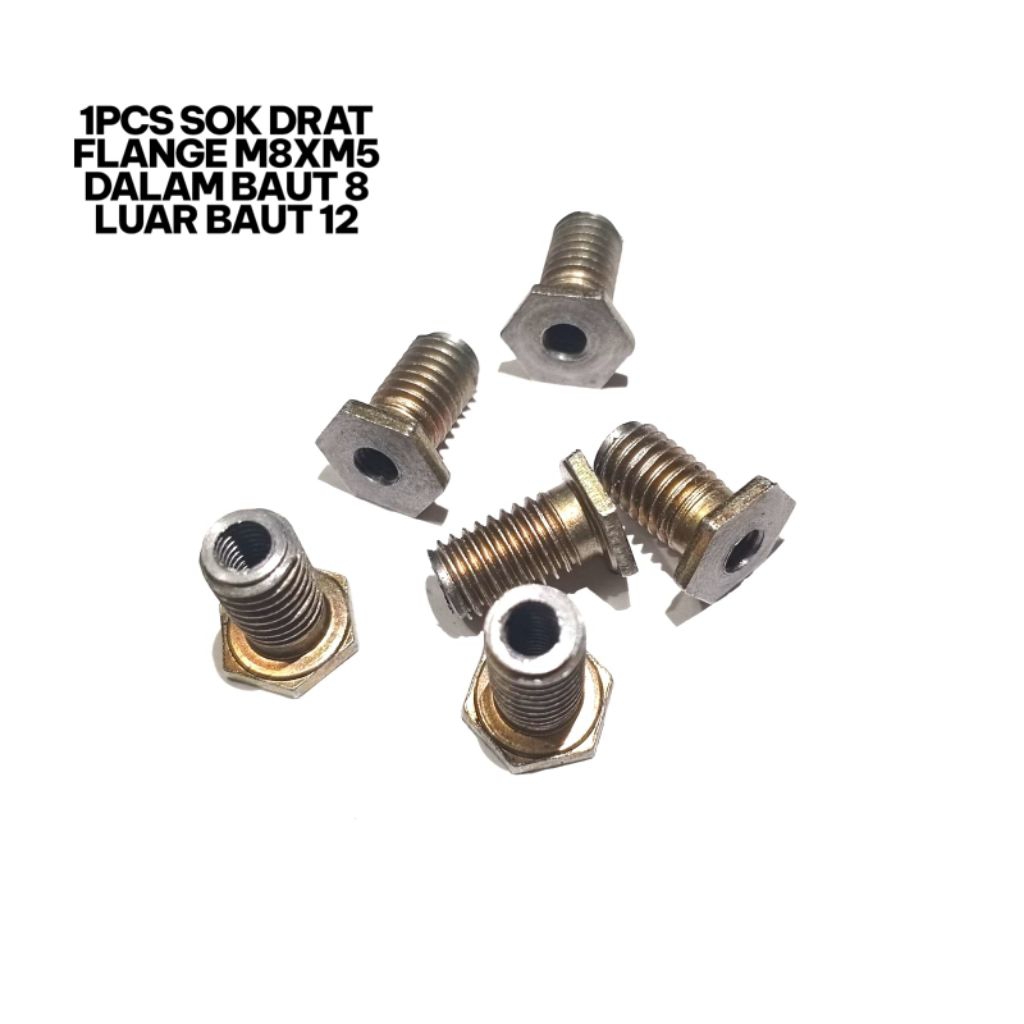1pcs sok drat FLANGE M8XM5 dalam baut 8 luar baut 12