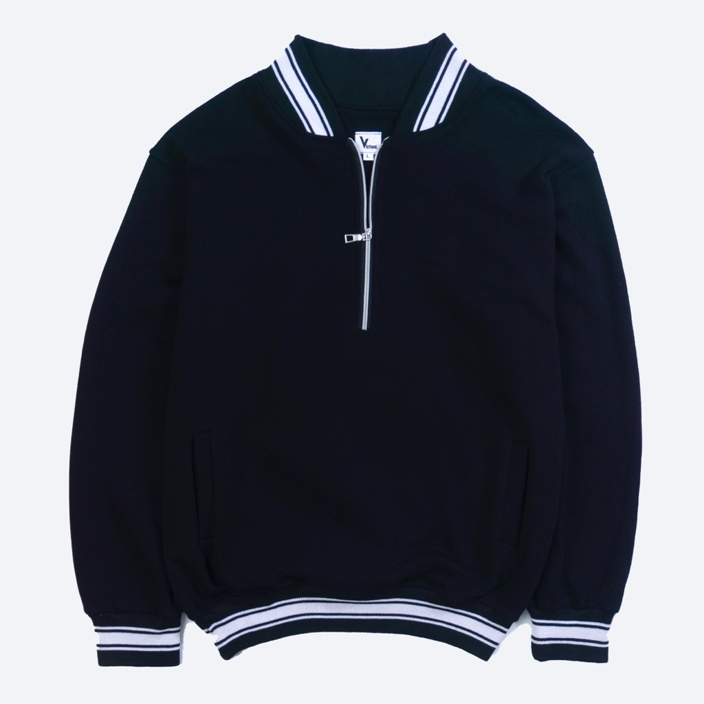 Cotton fleece Halfzip Sweatshirt classic black 330Gsm