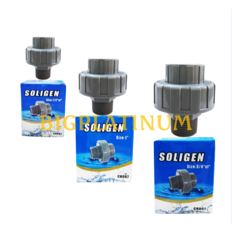 Watermur Drat Luar Soligen 3/4"x1" CN007 07 Water Mur PVC Pompa Air Plastik Union Fitting 3/4" x 1" 