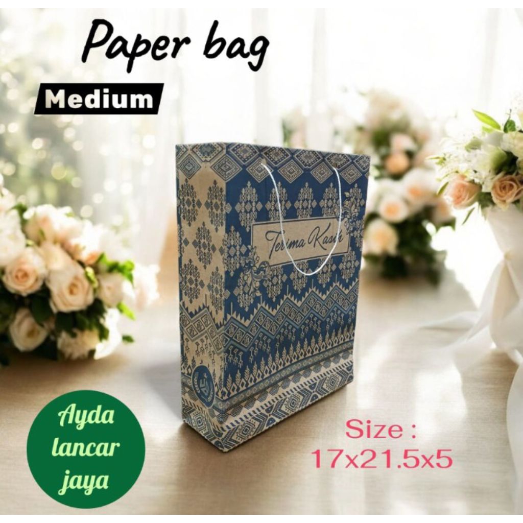 (50pcs)PaperBagBatik/TasSnack/hajatan/BalenBayi/souvenir/uk17×21,5×5