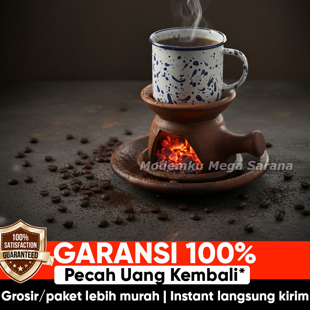Gerabahku Jogja |  Set Tungku Anglo Kopi Arang Bakar Angkringan Jadul Tanah Liat Gerabah Tatakan Ang