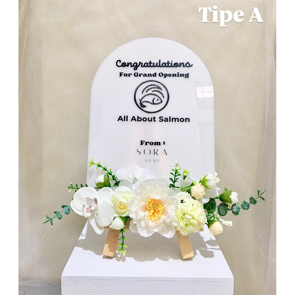 [Bisa kirim hari ini] Papan Bunga Akrilik Meja Standing Banner Acrylic Ucapan - Daffodil - Korean St