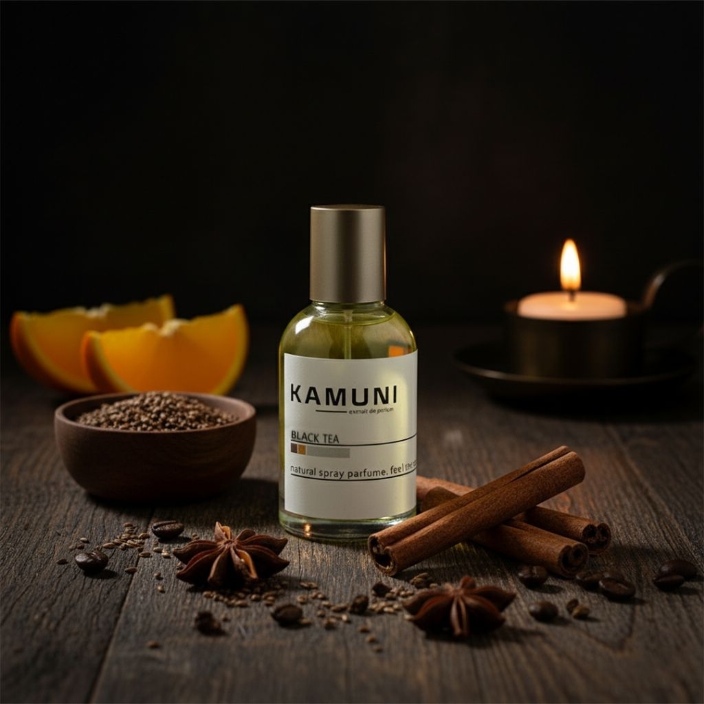 Parfum Pria dan Wanita Tahan Lama 24 Jam KAMUNI BLACK TEA 35ml | Eau de Parfum Aroma Teh Hitam Segar