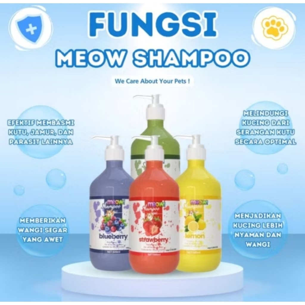 Meow Shampo sampo kucing anti rontok dan kutu 500ml