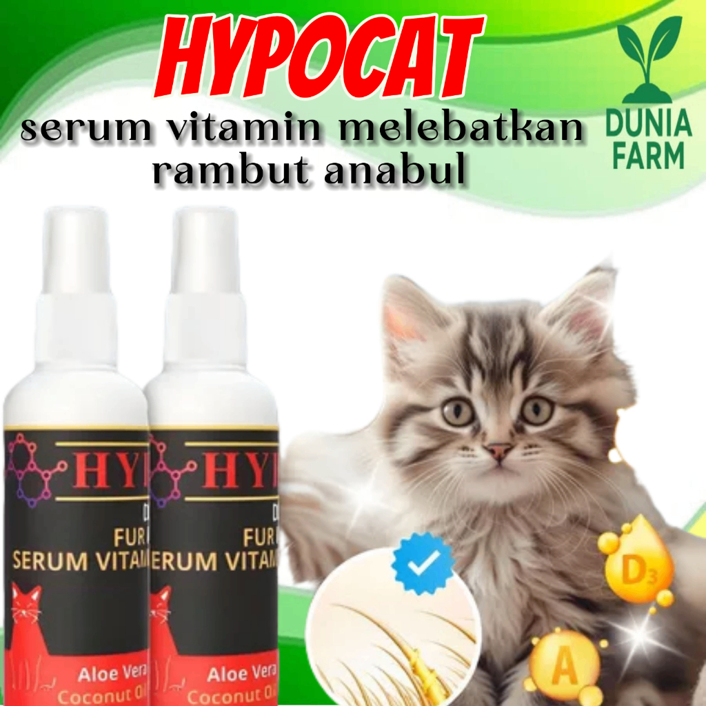 HYPOCAT Spray penumbuh bulu kucing lebat anti rontok vitamin perawatan bulu Ampuh (DUNIAFARM)
