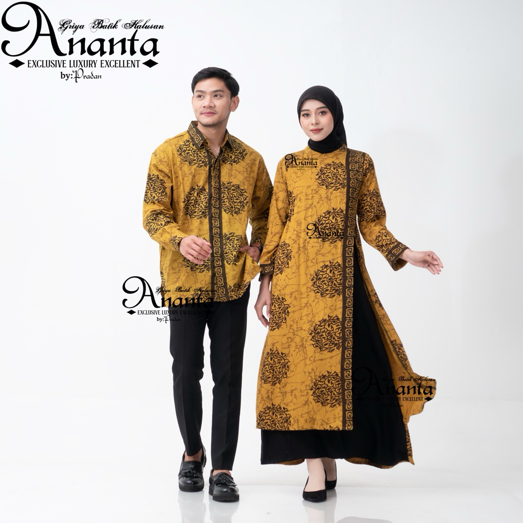 Batik Ananta Couple Sarimbitan Batik Halusan Ekslusif Luxury Premium, Kemeja Batik Halusan Dan Gamis